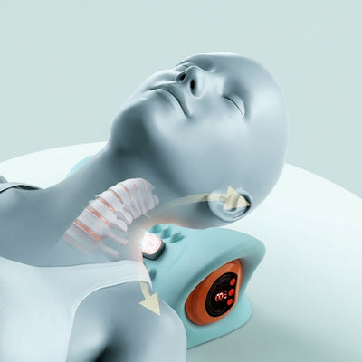 Neck massager device on a mannequin with text in Chinese